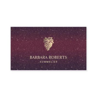 Wine Sommelier Gold Grapes Logo Burgundy Glitter