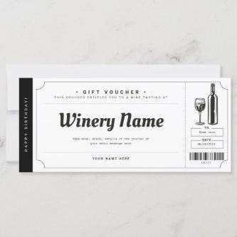 Wine Tasting Gift Ticket Voucher Certificate