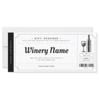 Wine Tasting Gift Ticket Voucher Certificate