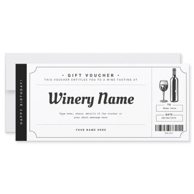 Wine Tasting Gift Ticket Voucher Certificate