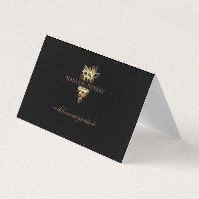 Winery Wine Business Gold Grapes Thank You Card