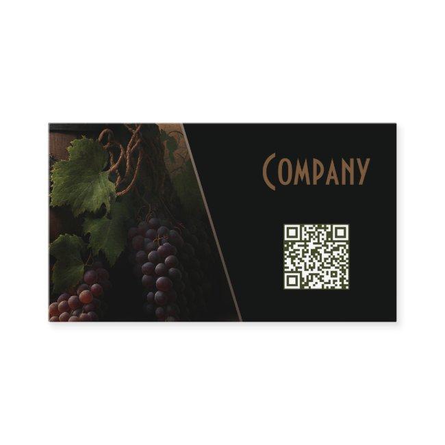 Winery Wine crapes bottled with QR on black design