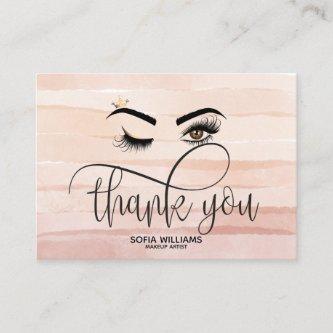 Wink Beautiful Brown Eye dusty pink Aftercare Referral Card