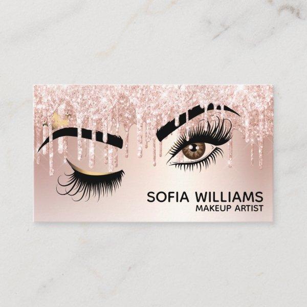 Wink Beautiful Brown Eye with Gold Crown Makeup Referral Card