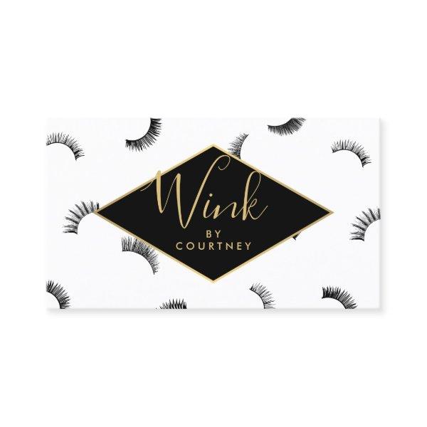Wink Text Lashes Pattern White/Black/Gold