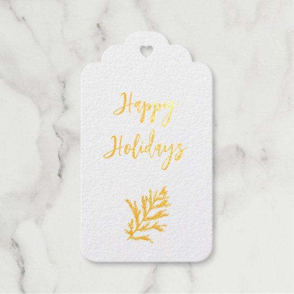 Winter Barries Cone Bouquet Merry Christmas Trees Foil Gift Tags