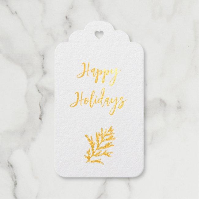 Winter Barries Cone Bouquet Merry Christmas Trees Foil Gift Tags