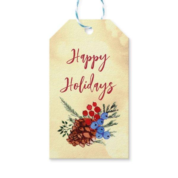 Winter Barries Cone Merry Christmas Trees Branch Gift Tags
