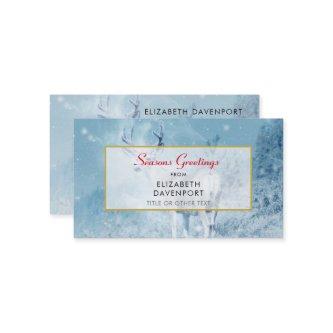 Winter Deer and Pine Trees Seasons Greetings