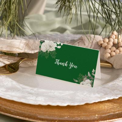 Winter Floral | Green Wedding Thank You Card
