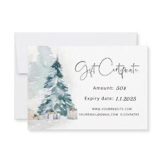 Winter forest pine tree Christmas gift Certificate