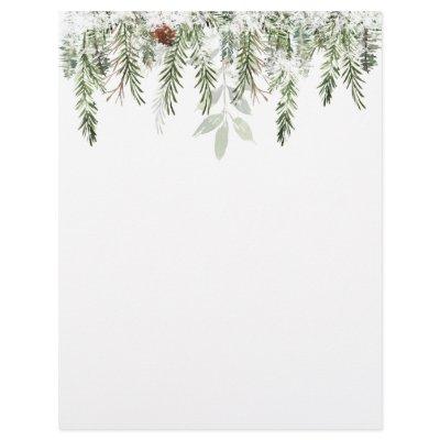 Winter Greenery Pine Cone Snow Letterhead