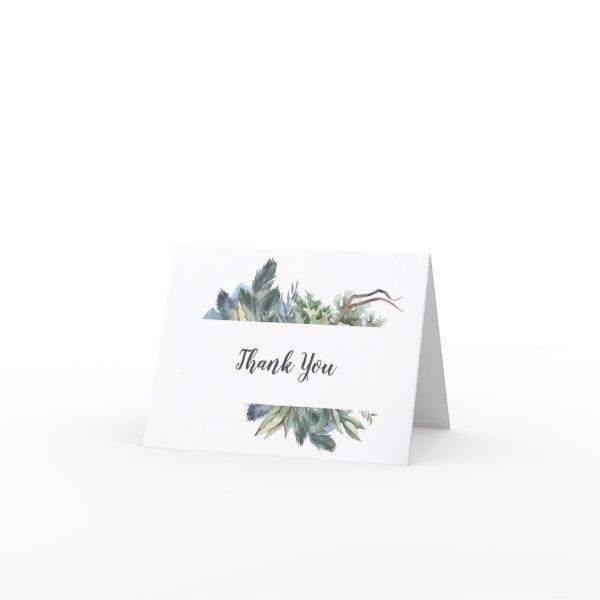 Winter Greenery Wedding Thank You Card