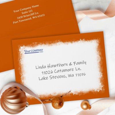 Winter Orange Company Logo Pre-addressed Christmas Envelope