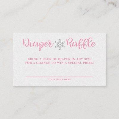 Winter Pink and Silver Diaper Raffle Card