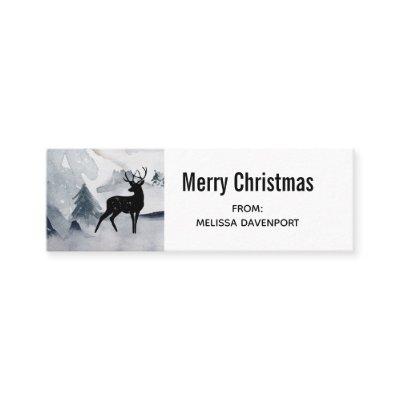 Winter Reindeer Rustic Gray Watercolor Mini