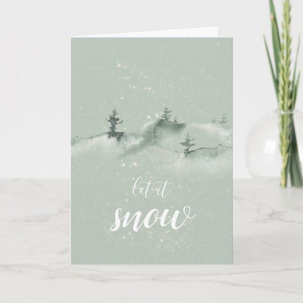 Winter Scene Let It Snow Christmas Card