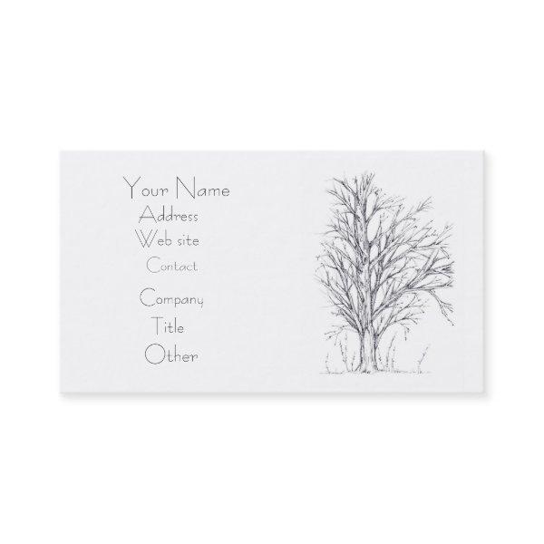 Winter Tree Botanical Black Drawing Nature Art