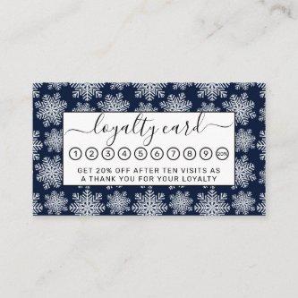 Winter White Blue Snowflakes Wonderland Pattern Loyalty Card