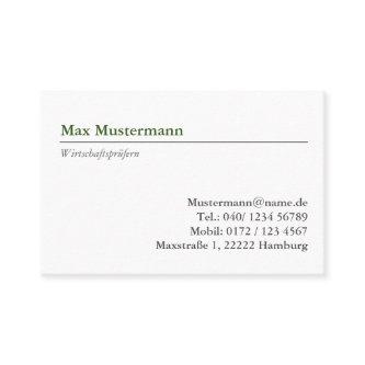 Wirtschaftsprüfern Visitenkarte