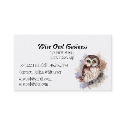 Wise Owl Watercolor Bird Logo Custom Business
