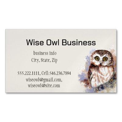 Wise Owl Watercolor Bird Logo Custom  Business Car  Magnet