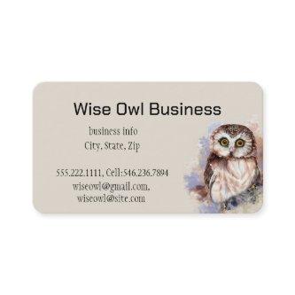 Wise Owl Watercolor Bird Logo Custom