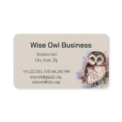 Wise Owl Watercolor Bird Logo Custom
