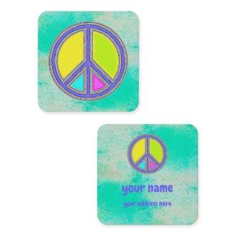 With Colors Filled PEACE Sign 1 Square