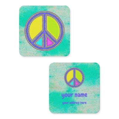 With Colors Filled PEACE Sign 1 Square