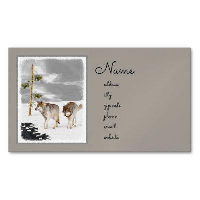 Wolves in Snow Painting - Original Wildlife Art  Magnet