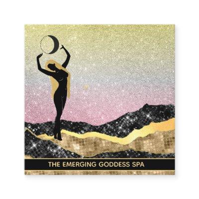 *~* Woman Goddess Ombre Moon GOLD BLUE Glitter  Square