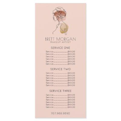 Woman Line Art Pink Makeup Artist Price Flat Menu