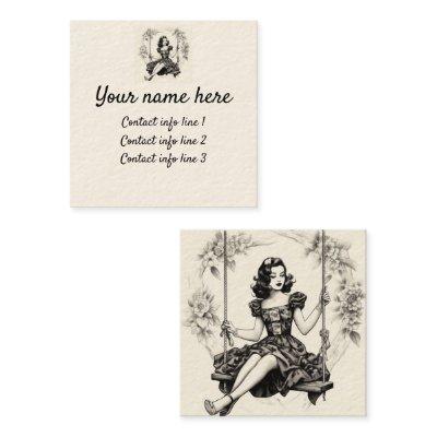 Woman on a swing Swinger Calling Card