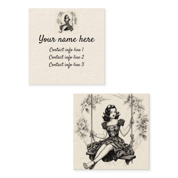 Woman on a swing Swinger Calling Card