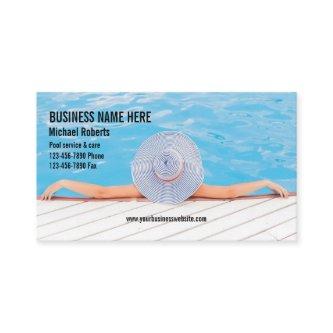 Woman with hat swim pool care aqua services photo