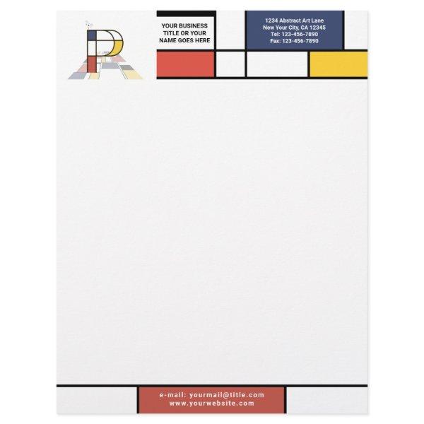Wonderful Modern Art Monogram. Letter P Letterhead