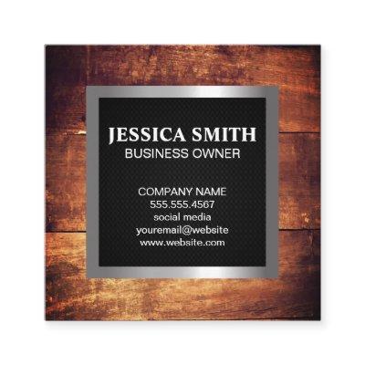 Wood Frame | Silver Metallic Trim Black Mesh Square