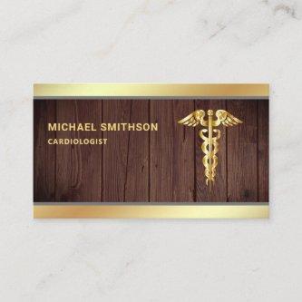 Wood Gold Caduceus Symbol Medical Professional