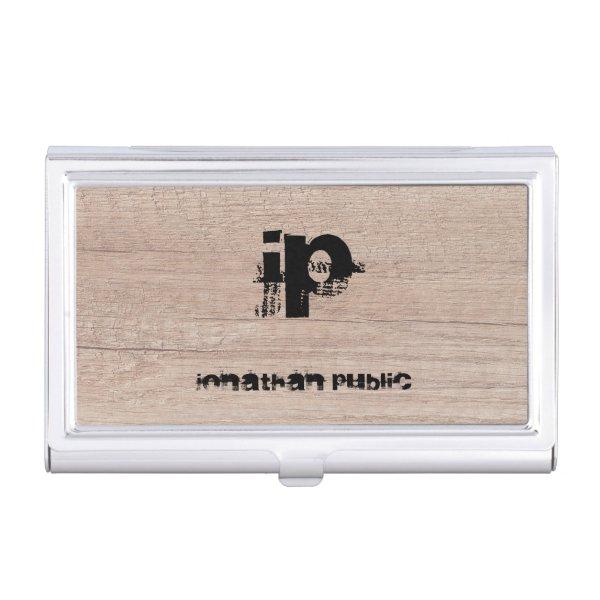 Wood Look Monogram Template Distressed Text Name  Case