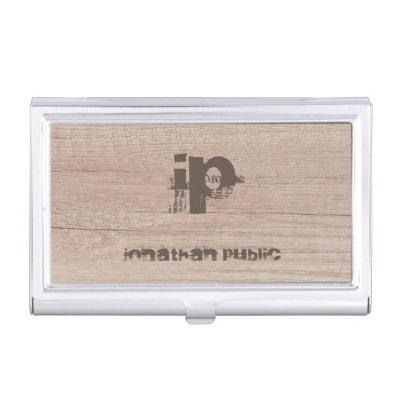 Wood Look Monogrammed Template Distressed Text  Case