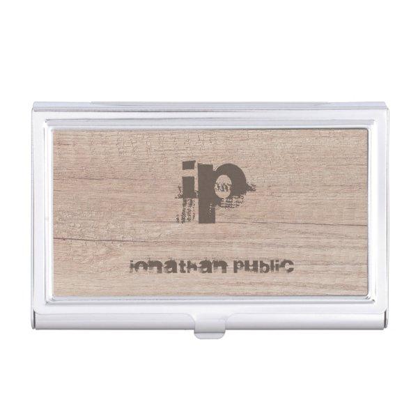 Wood Look Monogrammed Template Distressed Text  Case
