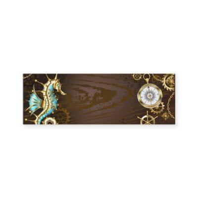 Wooden Background with Mechanical Seahorse Calling Card