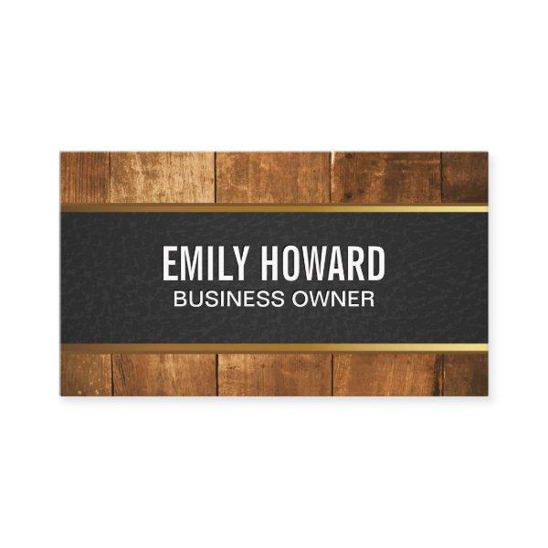 Wooden Boards | Black Leather Gold Trim