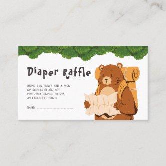 Woodland Bear Baby Shower Diaper Raffle Ticket
