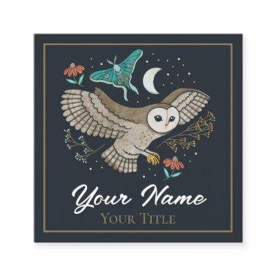 Woodland Night Barn Owl & Luna Moth Square