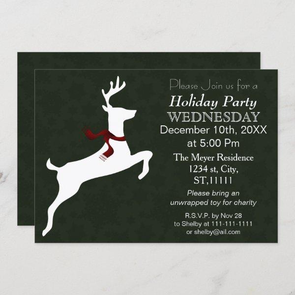 Woodland Reindeer green Holiday party Invitation