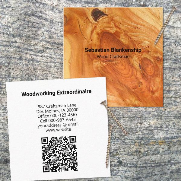 Woodworking Craftsman Finish Wood Texture QR Code Square