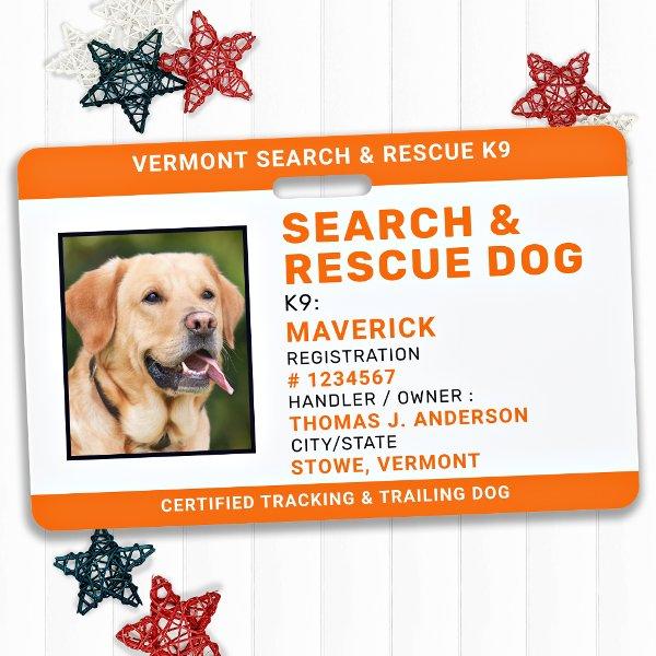 Working Dog SAR K9 Logo Photo Search Rescue Badge