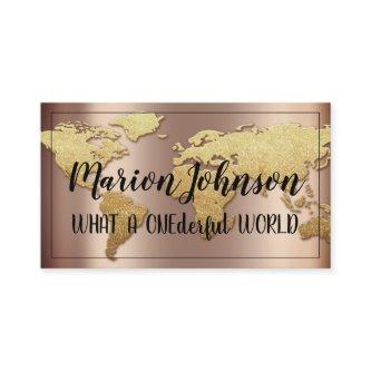 World Globe Map Travel Agency  Rose Gold Glitter